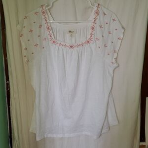Style & Co Floral Embroidered Short Sleeve Top